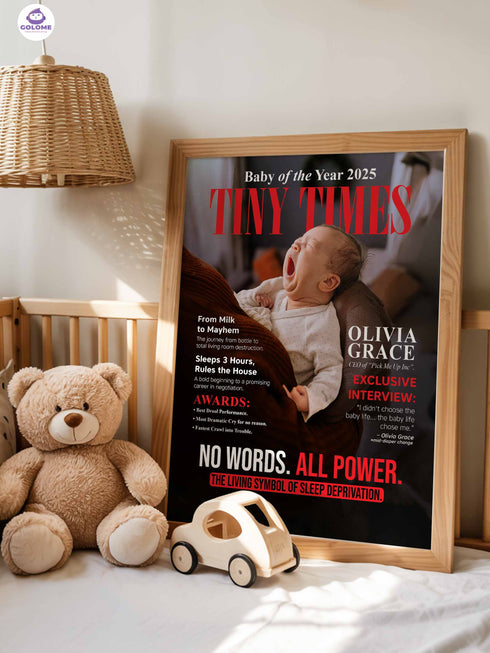 Tiny Times Baby Poster or Canvas – Custom Photo & Text – Funny Baby Magazine Cover